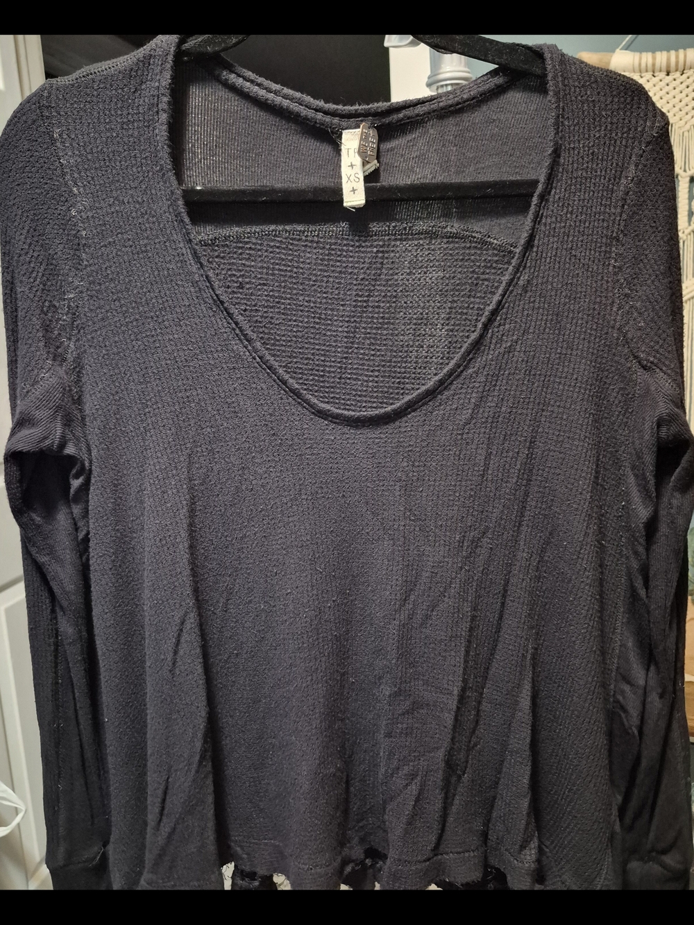 We The Free Black Scoop Neck Long-Sleeve Top